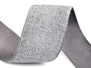 Bandă elastică premium din Lurex metalizat (lățime 40 mm) - Pasmanterie reiată cu susținere fermă pentru îmbrăcăminte, talie și încălțăminte