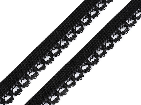 Elastic decorativ premium cu margine cu ochiuri strălucitoare - Lățime 15 mm