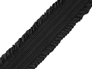 Bandă elastică decorativă neagră premium (lățime 48 mm) - Elastic rezistent cu tensiune fermă pentru curele, fuste, pantaloni și rochii