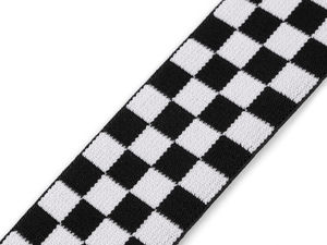 Bandă elastică moale premium în carouri (40 mm) - Elastic tricotat cu două fețe, model tablă de șah