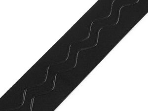 Bandă elastică premium de 40 mm cu silicon antiderapant - Elastic cu aderență ondulată și tensiune ridicată pentru îmbrăcăminte sportivă și lenjerie intimă - Negru