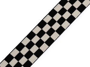 Bandă elastică moale premium în carouri (lățime 30 mm) - Model tartan negru pentru lenjerie și articole de îmbrăcăminte