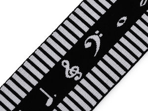 Bandă elastică premium moale cu model note muzicale - lățime 60 mm