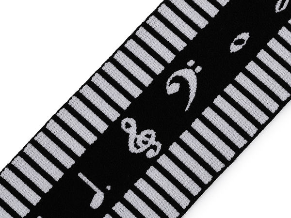 Bandă elastică premium moale cu model note muzicale - lățime 60 mm