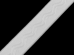 Bandă elastică premium antiderapantă cu silicon tip val, 25 mm, pentru echipamente sportive și costume de baie (Alb)