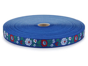 Bandă elastică decorativă cu motive folclorice, 25 mm, rezistență ridicată