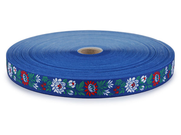 Bandă elastică decorativă cu motive folclorice, 25 mm, rezistență ridicată