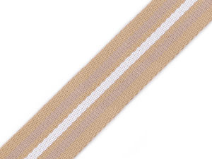 Chingă premium din poliester cu două fețe, lățime 38 mm - Bej