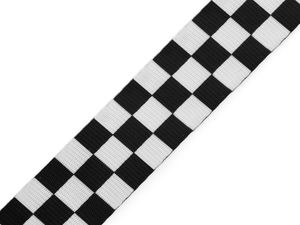 Chingă textilă premium din poliester cu două fețe, model tablă de șah (38mm) - Panglică netedă și lucioasă pentru rucsacuri, genți și tapițerie