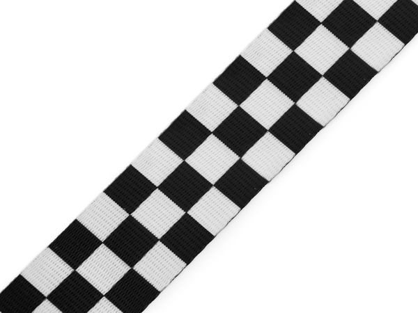 Chingă textilă premium din poliester cu două fețe, model tablă de șah (38mm) - Panglică netedă și lucioasă pentru rucsacuri, genți și tapițerie