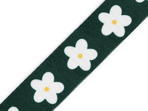Chingă din poliester premium cu două fețe și model floral - Lățime 38 mm