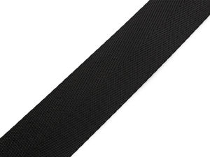 Chingă din poliester premium netedă cu luciu elegant, neagră (lățime 32 mm)