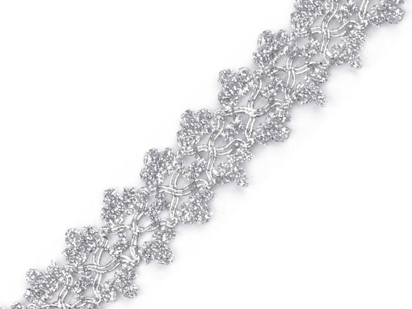 Galon metalic decorativ – Panglică premium cu model ornamental pentru cusut, lucru manual și decorațiuni (rolă de 18 m)