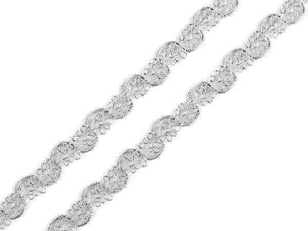 Șnur împletit metalic premium argintiu pentru pasmanterie - Panglică strălucitoare elegantă pentru costume, accesorii și tivuri