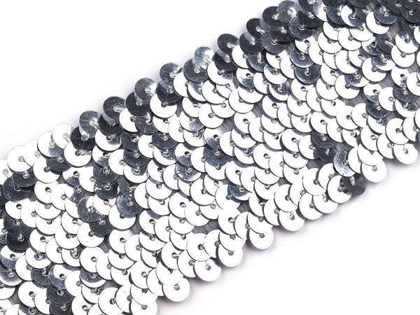 Bandă elastică premium cu paiete (lățime 45 mm) – Galon elastic din paiete pentru costume, rochii și articole de galanterie
