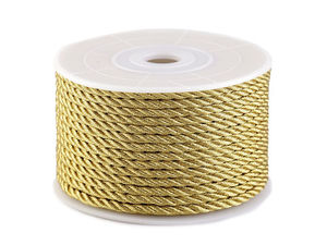 Șnur răsucit din lurex auriu premium, 2,5 mm - Șnur metalic decorativ foarte strălucitor pentru bijuterii, textile și tapițerie