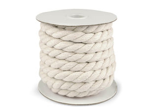 Șnur premium din bumbac răsucit de 15 mm - Frânghie macrame din bumbac 100% natural pentru genți și decorațiuni interioare (Ecru deschis)