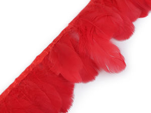 Bandă decorativă premium cu franjuri din pene de gâscă (6-11 cm) pe suport din panglică de satin