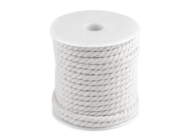 Șnur premium din bumbac răsucit de 5 mm - Sfoară din fibre naturale pentru macrame, articole vestimentare și decorațiuni interioare