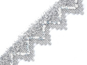 Bandă decorativă din pasmanterie metalică cu paiete premium - Dantelă ornamentală de 40 mm lățime