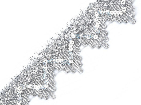 Bandă decorativă din pasmanterie metalică cu paiete premium - Dantelă ornamentală de 40 mm lățime