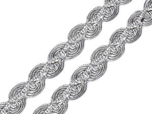 Galon metalizat elegant cu model spiralat - Pasmanterie împletită ornamentală de 13,5 m pentru croitorie, mercerie și lucru manual