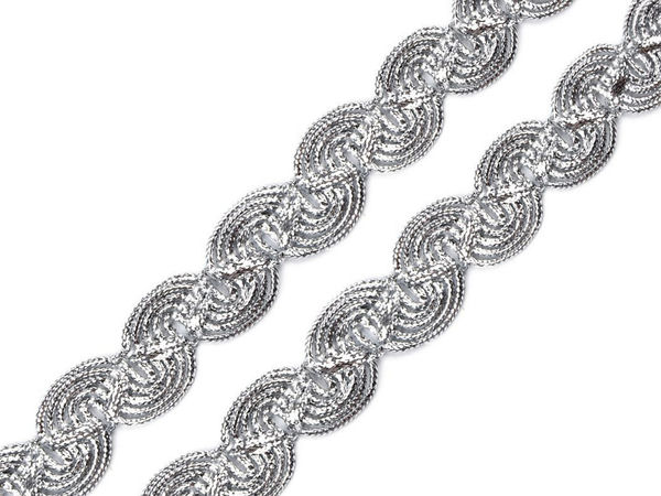 Galon metalizat elegant cu model spiralat - Pasmanterie împletită ornamentală de 13,5 m pentru croitorie, mercerie și lucru manual