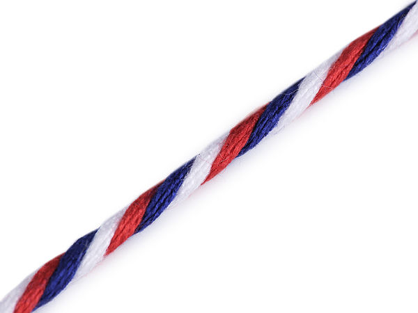 Șnur tricolor combinat răsucit premium Ø 2mm | Sfoară în culorile naționale ale Cehiei și Slovaciei pentru legarea documentelor, lucru manual și ambalarea cadourilor