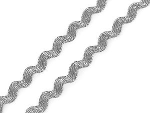 Panglică Ric Rac metalică argintie din lurex premium - Șnur zig-zag strălucitor de 5 mm pentru cusut, lucru manual, decorațiuni de sărbători și costume