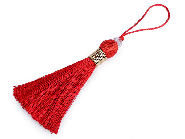 Ciucure decorativ elegant cu șnur de prindere și detalii cu mărgele (22-24 cm)