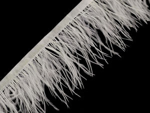 Bandă din pene de marabu alb-murdar cu panglică de satin, 5-10 cm | Pene decorative premium pentru costume, artizanat și decor de nuntă
