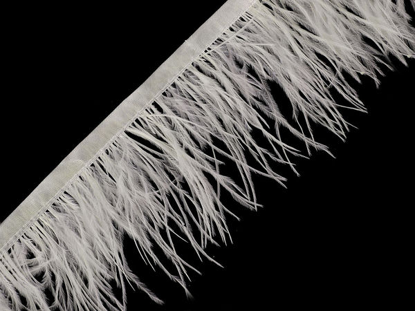 Bandă din pene de marabu alb-murdar cu panglică de satin, 5-10 cm | Pene decorative premium pentru costume, artizanat și decor de nuntă