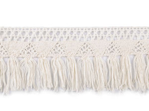 Bandă cu franjuri din dantelă de bumbac premium cu ciucuri - Panglică decorativă de 70 mm pentru decor boho, costume și lucru manual