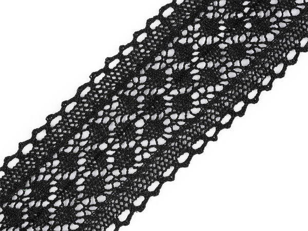 Dantelă premium din bumbac lucrată la ciocănele, cu model circular elegant, lățime 70 mm