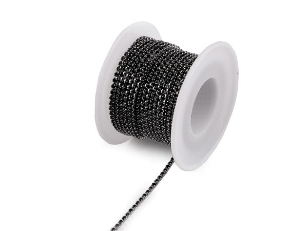 Lanț premium cu ștrasuri de 2 mm - Lanț strălucitor în montură tip cupă pentru croitorie, accesorii și lucru manual