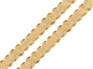 Galon metalizat auriu din pasmanterie - Panglică premium din ghipură cu două fețe, 14 mm, strălucitoare, pentru costume, artizanat și croitorie