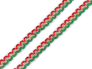 Galon metalic ondulat Leon Premium pentru Crăciun - Panglică tip beteală din Lurex pentru croitorie, costume și lucru manual (lățimi de 10 mm și 12 mm)