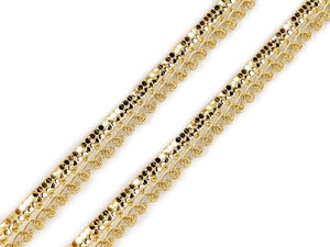 Bandă de pasmanterie împletită cu paiete Leon, auriu - Panglică premium din lurex metalizat de 16 mm pentru costume, haine și lucru manual