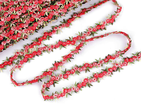 Galon brodat premium 3D cu model floral, 20 mm - Panglică decorativă elegantă pentru îmbrăcăminte, lucru manual și decorațiuni interioare