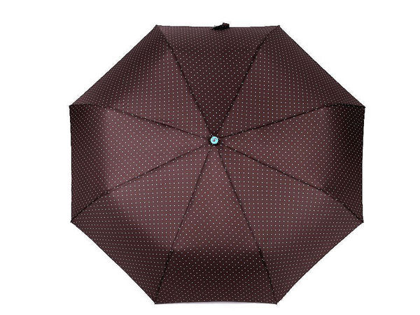 Umbrelă pliabilă de damă cu deschidere automată și buline - Umbrelă compactă de ploaie pentru călătorie, cu 8 segmente