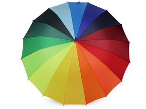 Umbrelă de damă tip baston Premium cu deschidere automată și 16 panouri - Curcubeu multicolor