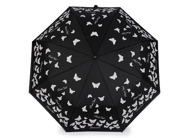 Umbrelă pliabilă de damă cu deschidere automată și fluturi magici care își schimbă culoarea - Umbrelă de ploaie compactă cu protecție UV și husă de protecție