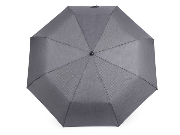 Umbrelă premium pliabilă automată pentru bărbați - Pepito, tartan și dungi gri
