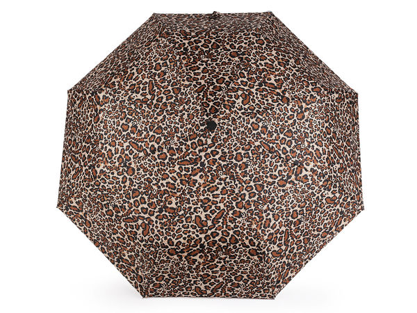 Umbrelă pliabilă automată pentru femei - Umbrelă de ploaie compactă cu imprimeu leopard și husă de protecție