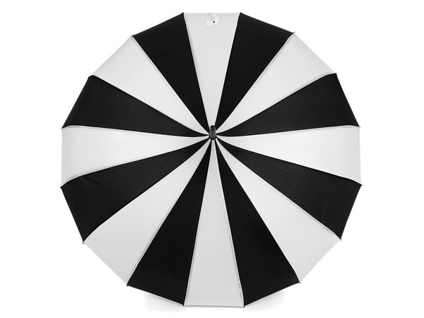 Umbrelă elegantă de damă tip baston, model pagodă, cu mâner din piele - Cadru robust cu 16 spițe rezistent la vânt