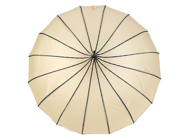 Umbrelă elegantă de damă tip baston, model pagodă, cu mâner din piele - Cadru robust cu 16 spițe rezistent la vânt