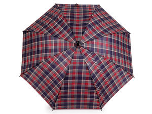 Umbrelă clasică tip baston cu deschidere automată și model în carouri - Cadru rezistent la vânt cu 8 spițe și protecție UV