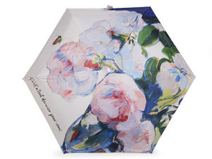 Mini-umbrelă pliabilă premium cu imprimeu floral - Umbrelă de soare compactă și ultra-ușoară de călătorie, cu protecție UV