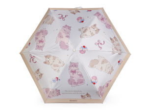Mini umbrelă pliabilă pentru copii cu motiv pisică și mâner lăpuță - Umbrelă de călătorie compactă și ușoară cu protecție UV