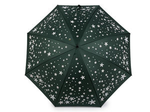 Umbrelă de damă tip baston, cu stele magice care își schimbă culoarea - Cupolă rezistentă la vânt și deschidere automată